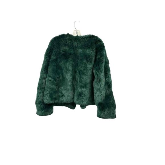 Lovers + Friends NYC Faux Fur Jacket Sz M NWT $248 Sold Out Jade Green - Picture 3 of 7